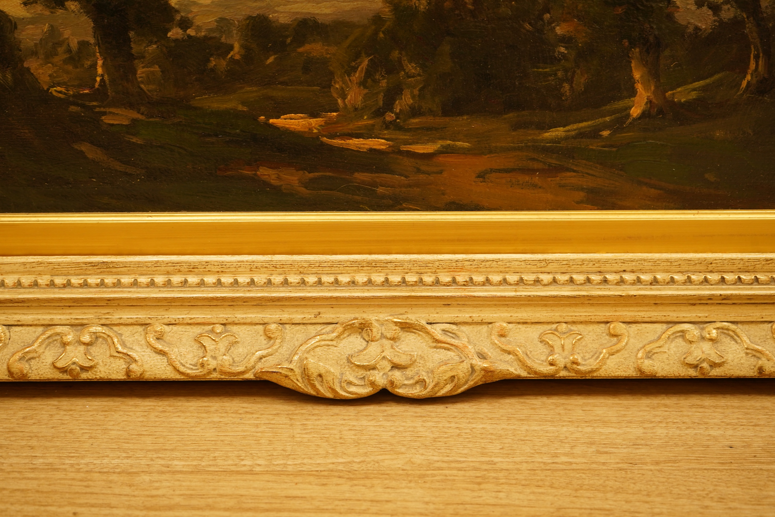 John William Schofield (1865-1944), Rural landscape, signed, oil on canvas, 40 x 60cm, ornate frame